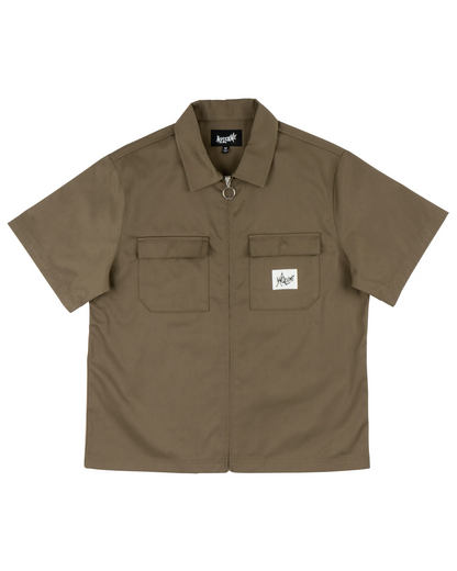 WELCOME Nephilim Zip Up Work Shirt - Stone