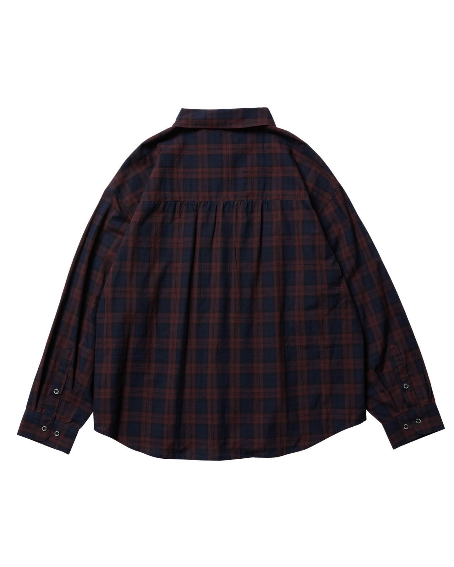 EVISEN Seersucker Plaid Cut & Sew L/S Shirt - Red