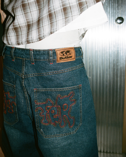 BUTTER GOODS Blotch Denim Jeans - Streaky Navy