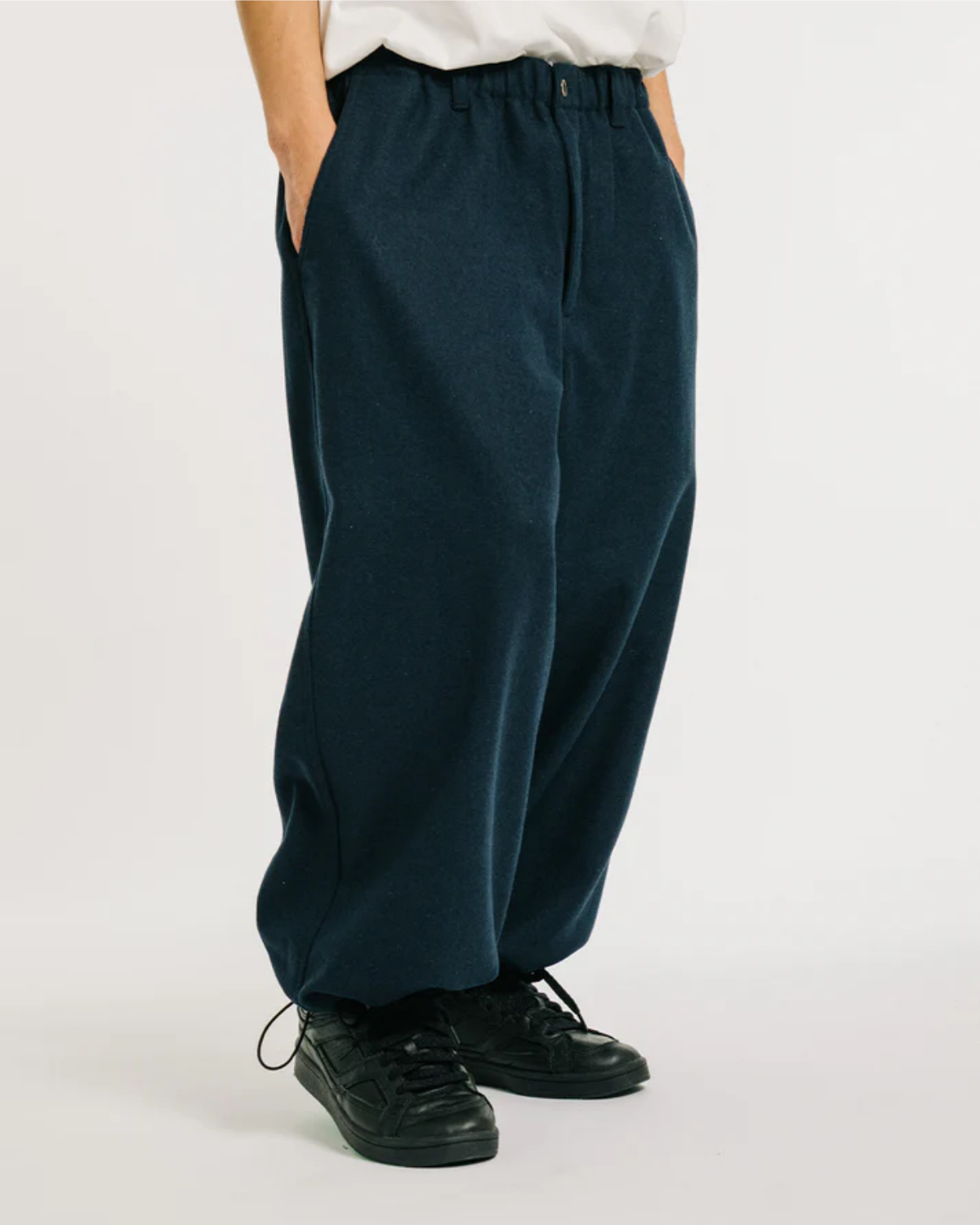 EVISEN 2-Way Wool Wide Pants - Navy