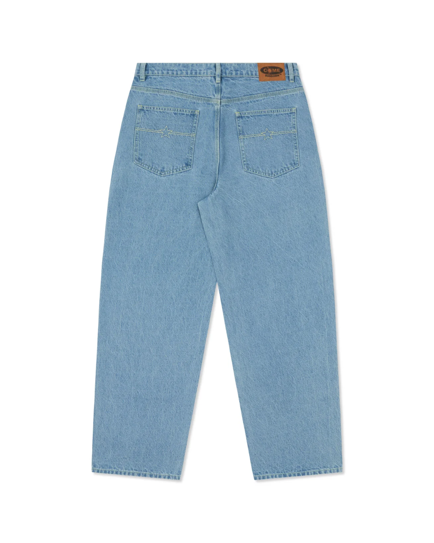 COME SUNDOWN Burn Out Double Knee Jeans - Washed Blue