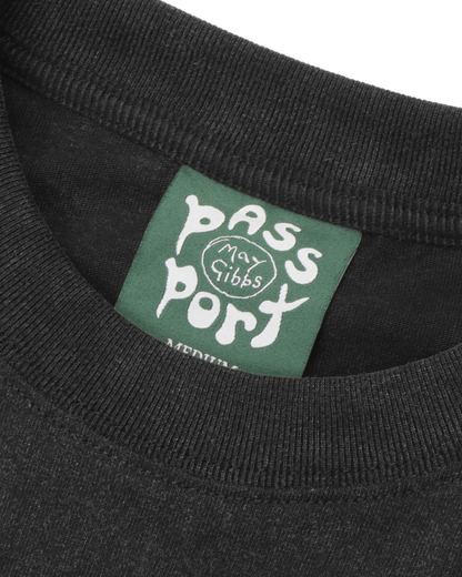 Passport Webbed Bed Tee - Acid Black