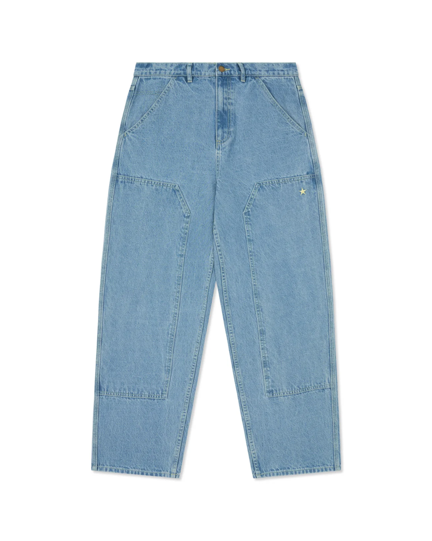 COME SUNDOWN Burn Out Double Knee Jeans - Washed Blue