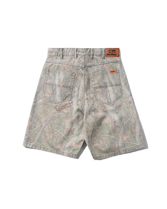 BUTTER GOODS Baggy Denim Shorts - Forest Camo