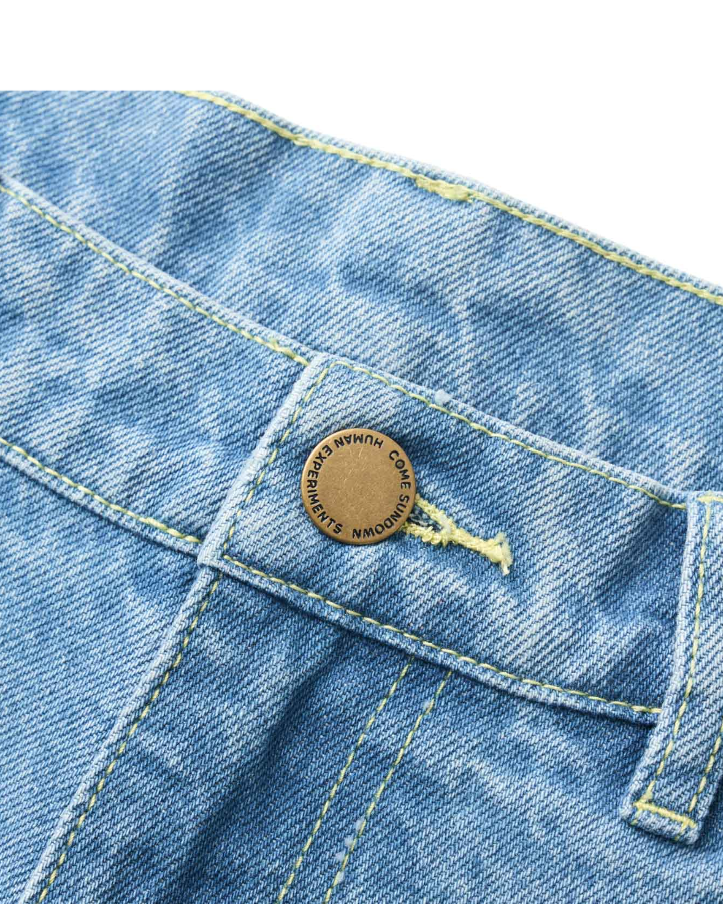 COME SUNDOWN Burn Out Double Knee Jeans - Washed Blue