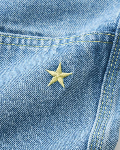 COME SUNDOWN Burn Out Double Knee Jeans - Washed Blue