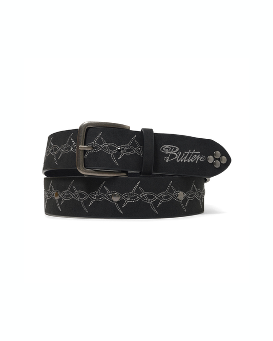 BUTTER GOODS Barbed Wire Studded Belt - Black