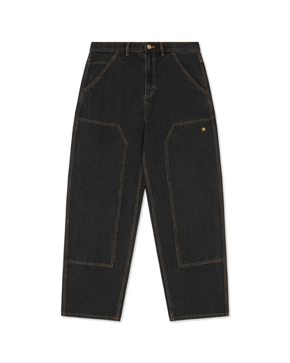 COME SUNDOWN Burn Out Double Knee Jeans - Washed Black