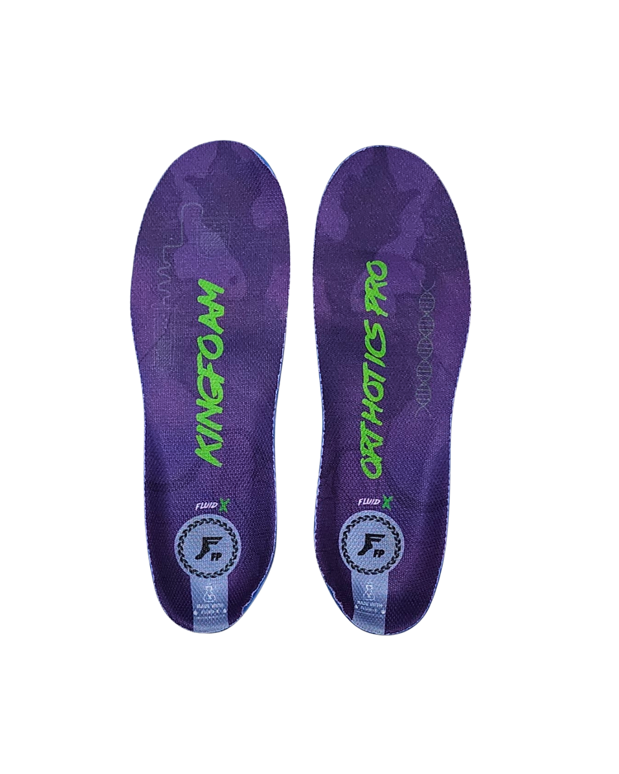 FP Kingfoam Orthotics Fluid-X Pro Hi Insoles - Purple Camo/Green