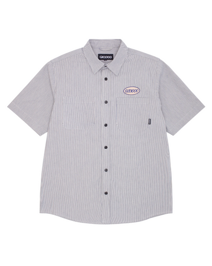 GX1000 Railroad Stripe Button Down Shirt - White