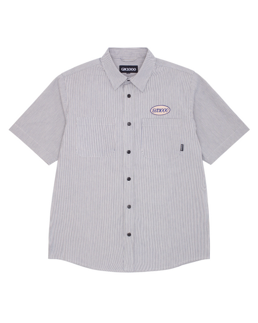 GX1000 Railroad Stripe Button Down Shirt - White