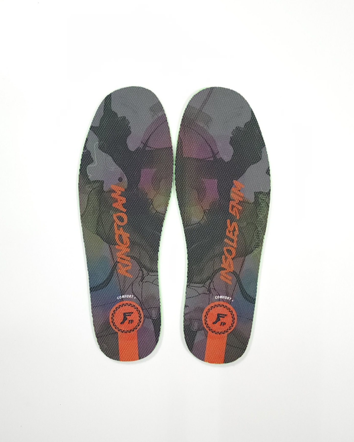 FP Kingfoam Flat Mid Insoles - Black Camo/Red