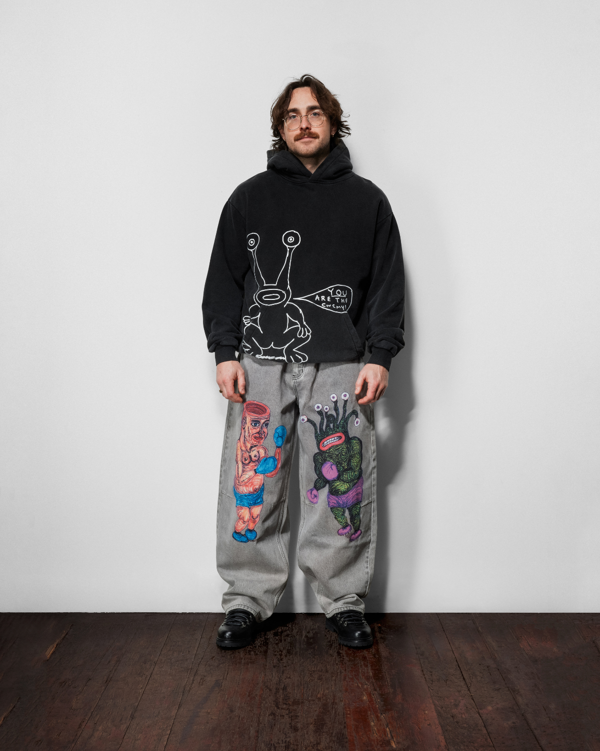 BUTTER GOODS | DANIEL JOHNSTON Enemy Pullover Hood - Distressed Washed Black
