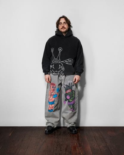 BUTTER GOODS | DANIEL JOHNSTON Enemy Pullover Hood - Distressed Washed Black