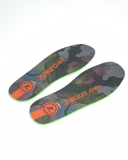 FP Kingfoam Flat Mid Insoles - Black Camo/Red