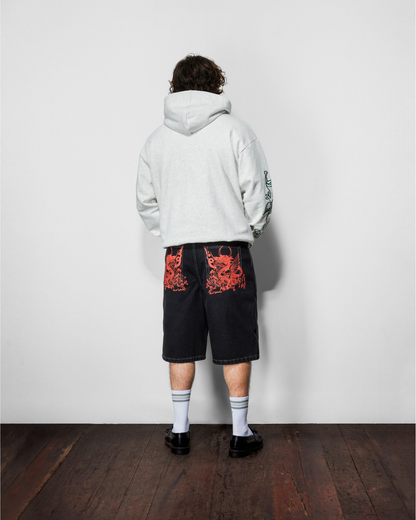BUTTER GOODS | DANIEL JOHNSTON Dragon Denim Shorts - Washed Black