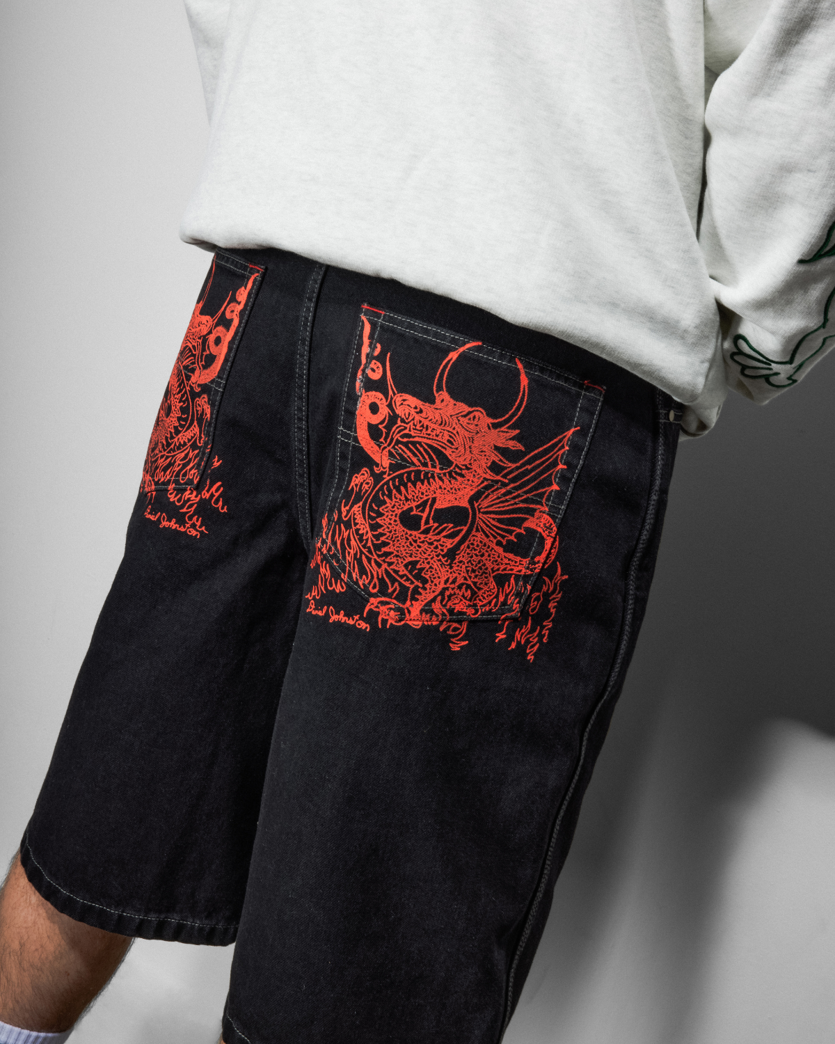 BUTTER GOODS | DANIEL JOHNSTON Dragon Denim Shorts - Washed Black