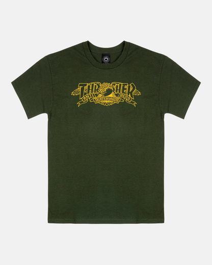 THRASHER x Anti Hero Mag Banner Tee - Forest Green