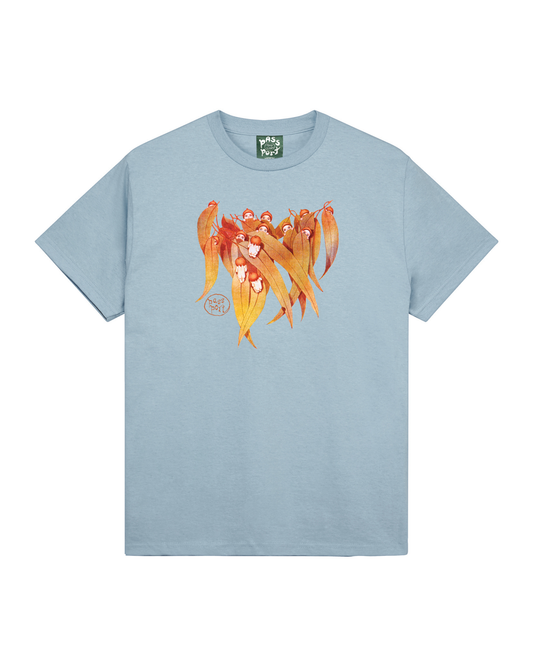 Passport Gum Leaf Tee - Stonewash Blue