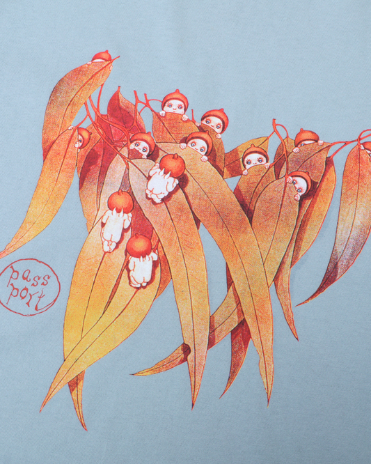 Passport Gum Leaf Tee - Stonewash Blue