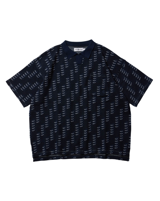 EVISEN Repetition Knit Polo Shirt - Navy