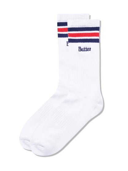 BUTTER GOODS Stripe Socks - White