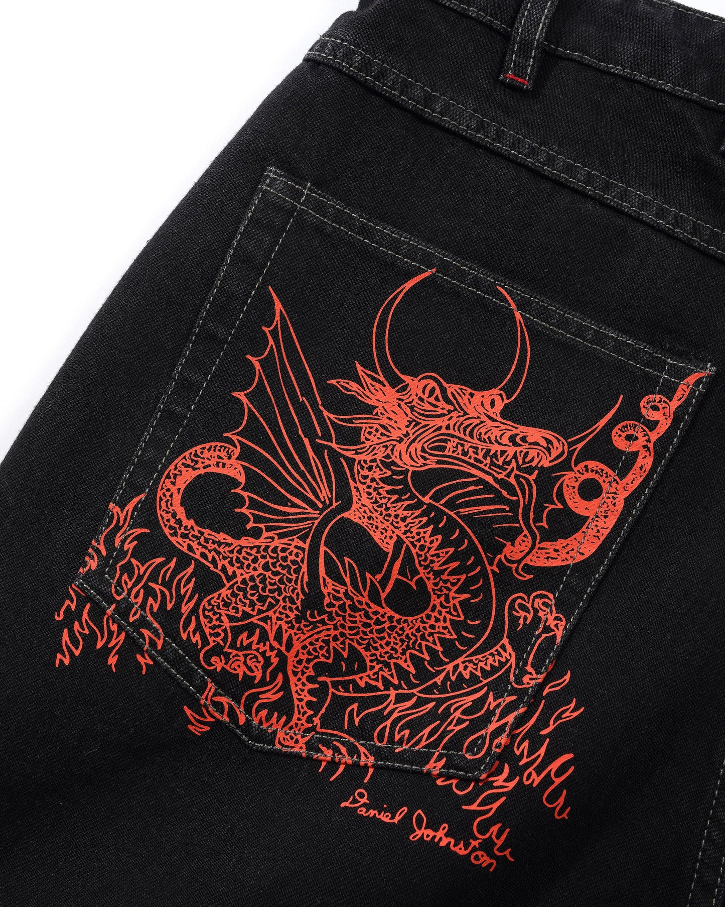 BUTTER GOODS | DANIEL JOHNSTON Dragon Denim Shorts - Washed Black