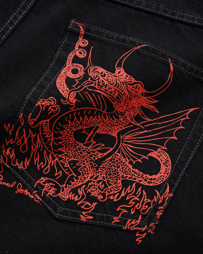 BUTTER GOODS | DANIEL JOHNSTON Dragon Denim Shorts - Washed Black