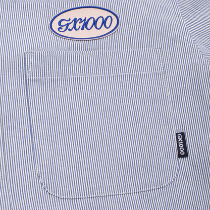 GX1000 Railroad Stripe Button Down Shirt - White