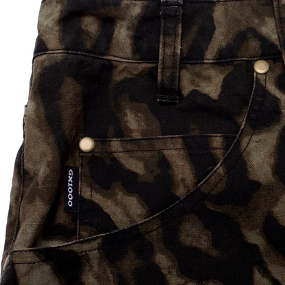 GX1000 Baggy Denim Pants - Leopard Camo