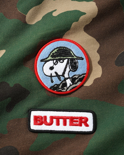 BUTTER GOODS | PEANUTS Patches Zip-Thru Hood - Washed Camo