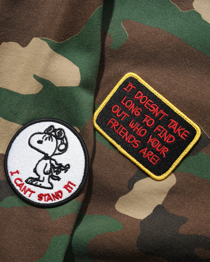 BUTTER GOODS | PEANUTS Patches Zip-Thru Hood - Washed Camo