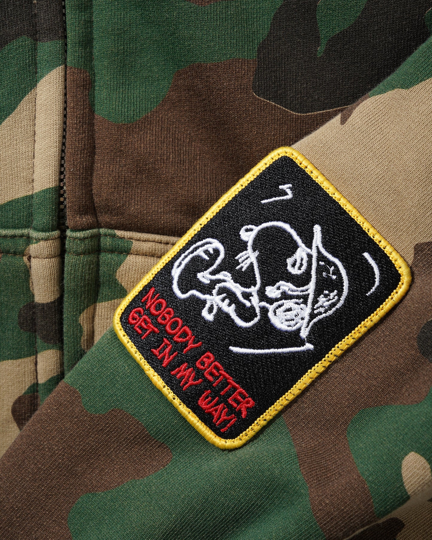 BUTTER GOODS | PEANUTS Patches Zip-Thru Hood - Washed Camo