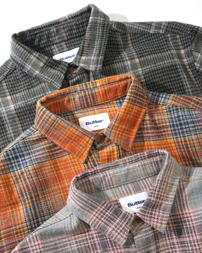 BUTTER GOODS Rodent Flannel Shirt - Rust/Navy  L/XL