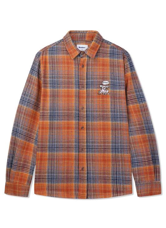 BUTTER GOODS Rodent Flannel Shirt - Rust/Navy  L/XL