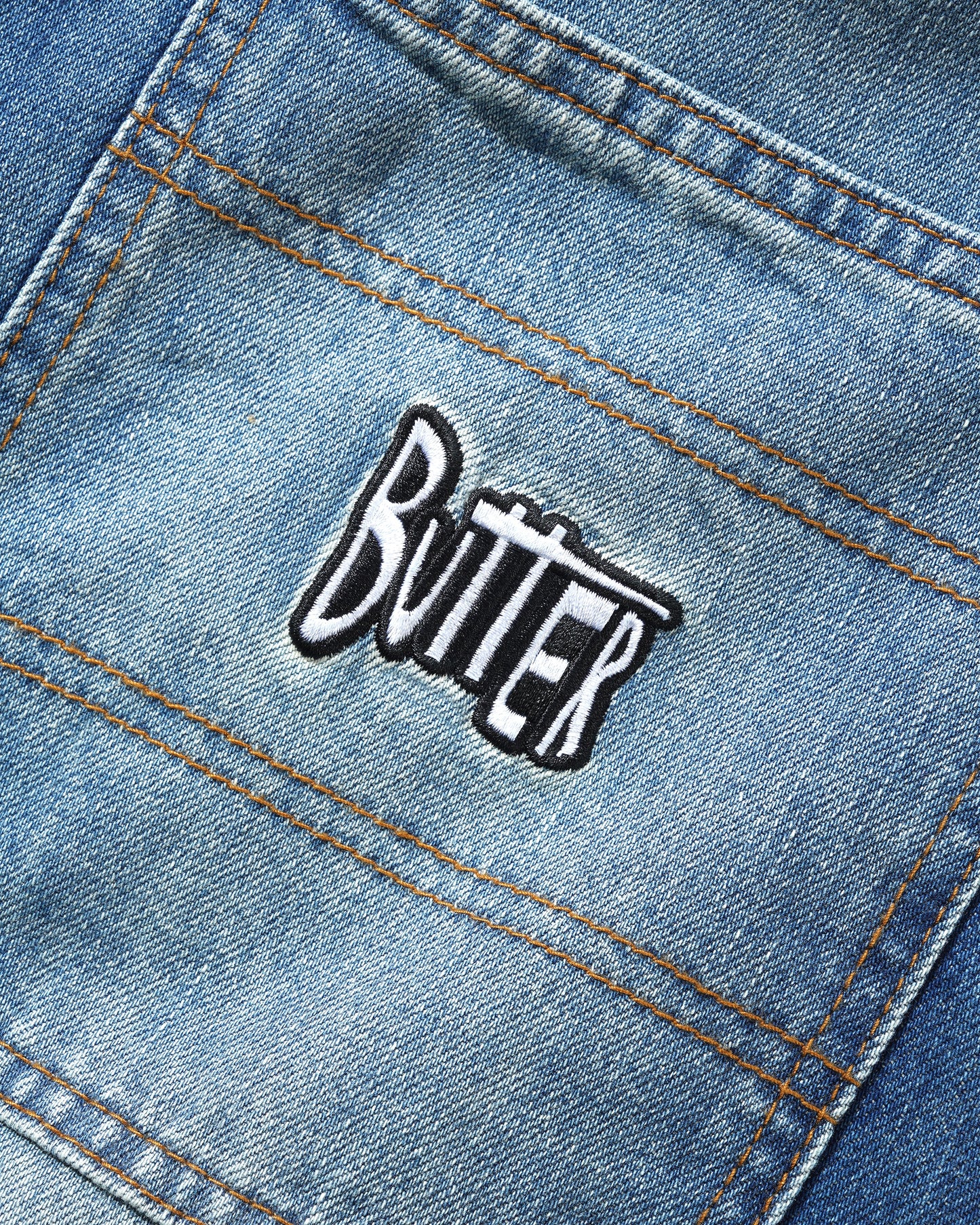 BUTTER GOODS | PEANUTS Spike Work Shorts - Distressed Indigo