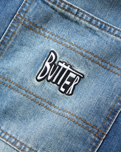 BUTTER GOODS | PEANUTS Spike Work Shorts - Distressed Indigo