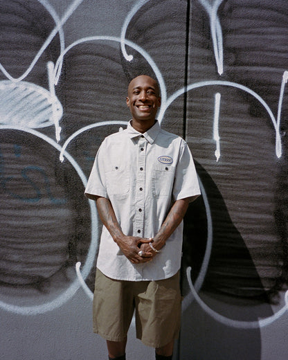 GX1000 Railroad Stripe Button Down Shirt - White