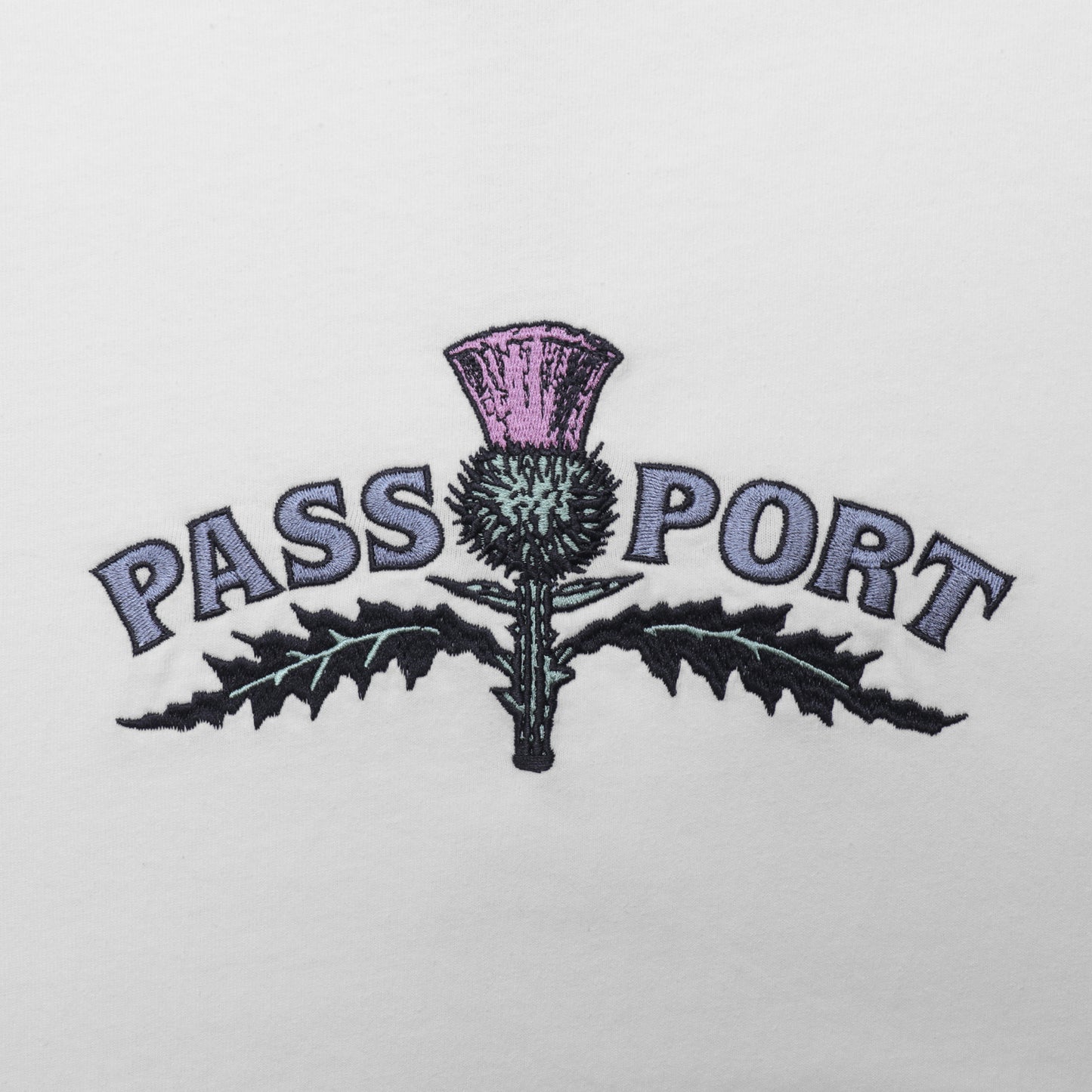 Passport Thistle Embroidery Tee - White