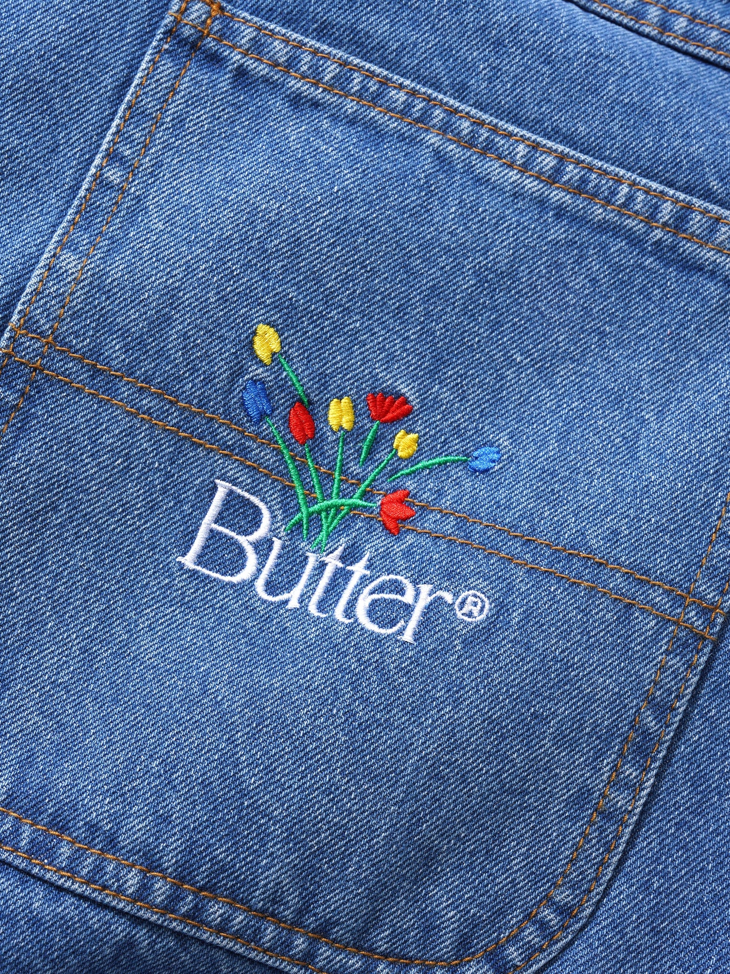 BUTTER GOODS กางเกงยีนส์ Bouquet - Washed Indigo 