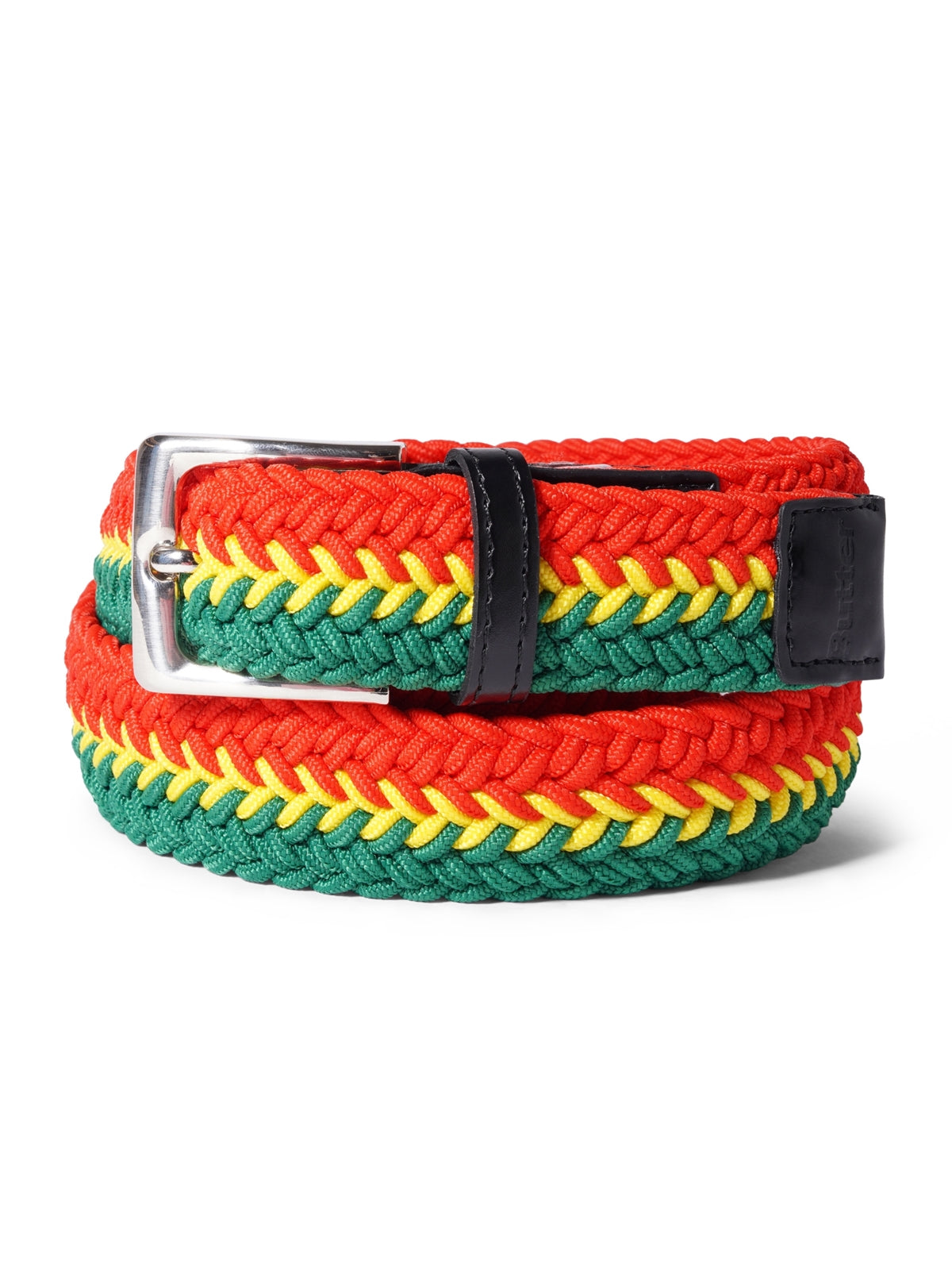 BUTTER GOODS Braided Belt - Green/Yellow/Red