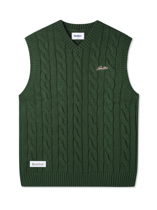 BUTTER GOODS Cable Knit Vest - Forest
