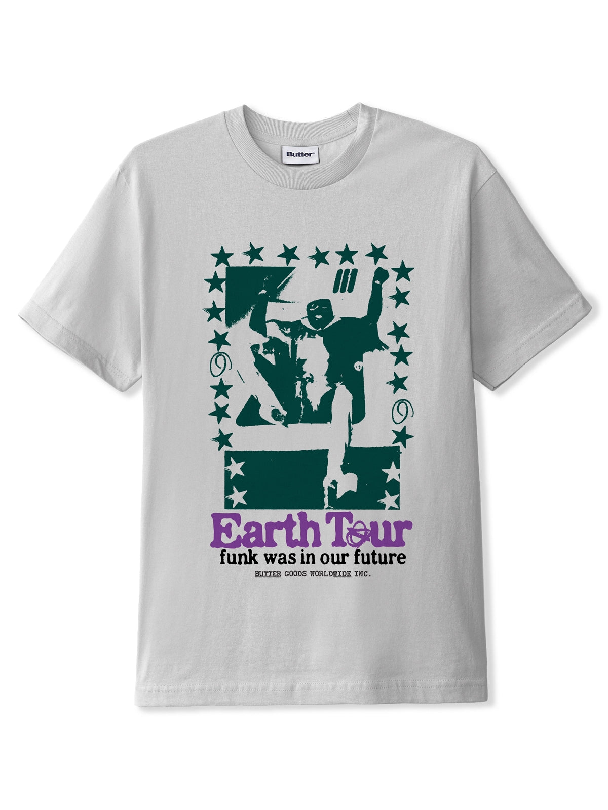 BUTTER GOODS Earth Tour เสื้อยืด - ซีเมนต์ 