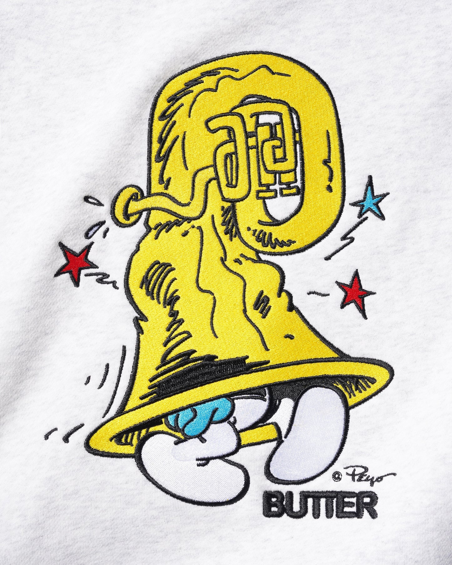 BUTTER GOODS x เสื้อสเวตเตอร์คอกลม The Smurfs Harmony - สีเทาแอชเกรย์