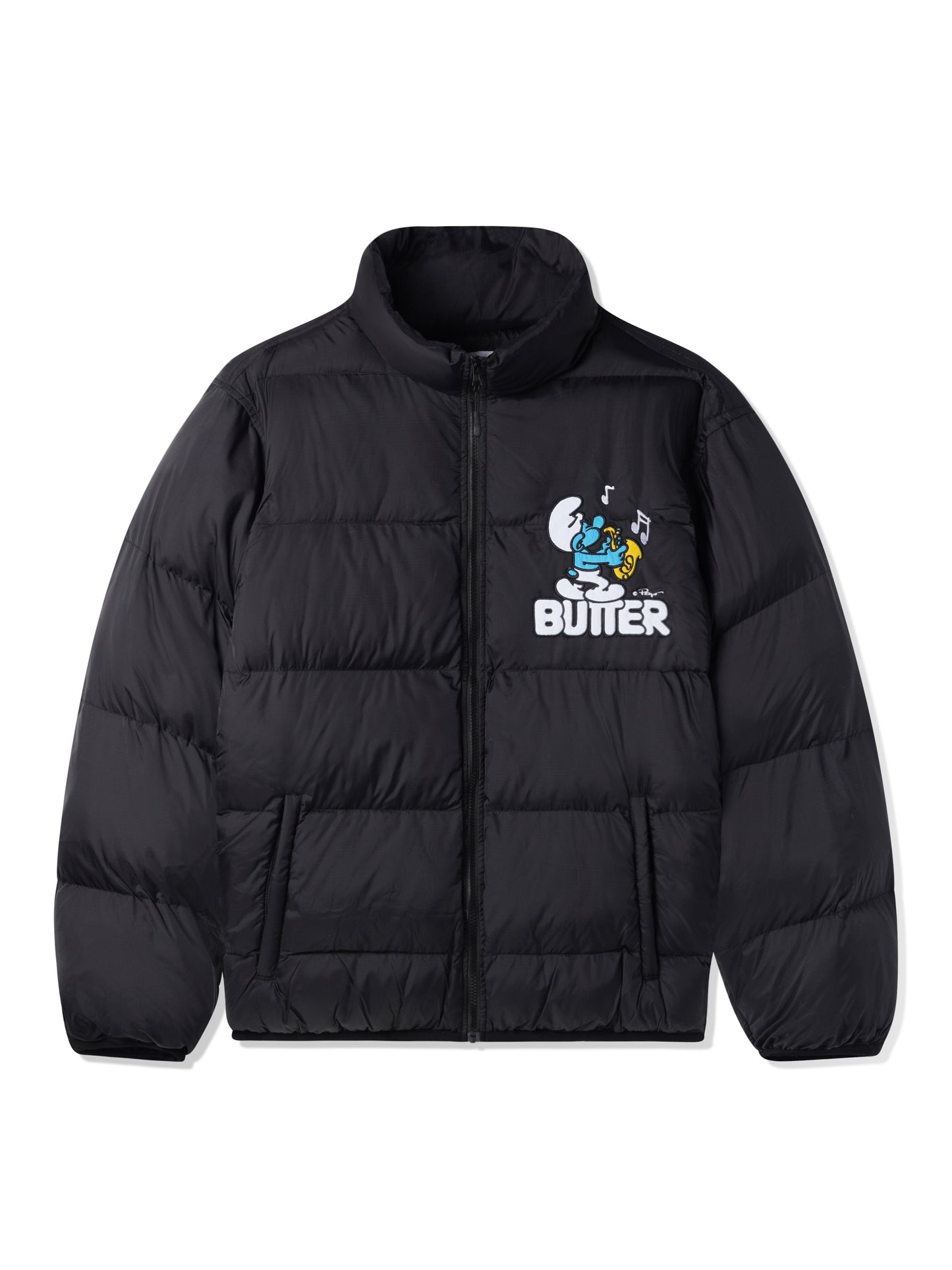 BUTTER GOODS x The Smurfs Harmony Puffer Jacket - สีดำ