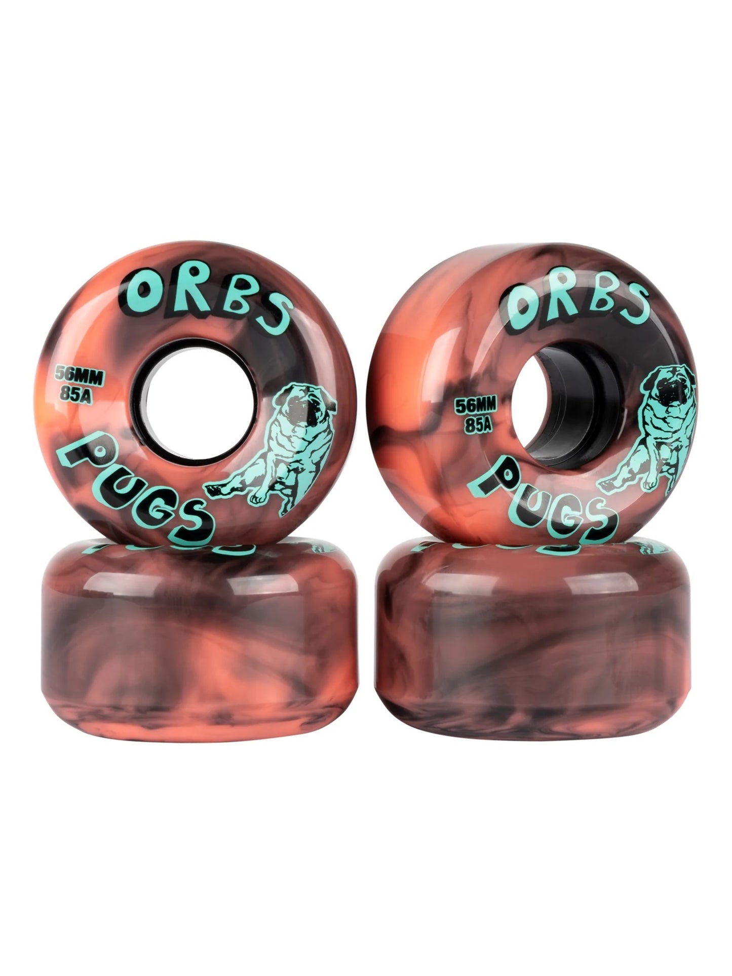 ORBS Pugs Swirl Wheels 56mm - Coral/Black