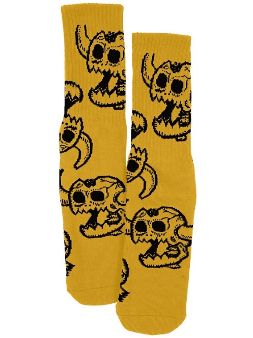 TOY MACHINE Monster Skull Socks - Mustard