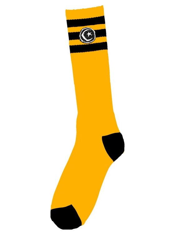 FOUNDATION Tall 3 Stripe Socks - Black / Yellow