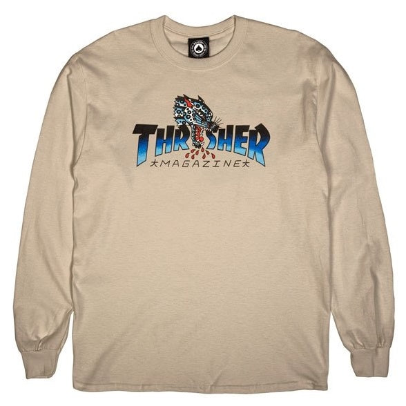 THRASHER Leopard Mag L/S เสื้อยืด - สีทราย