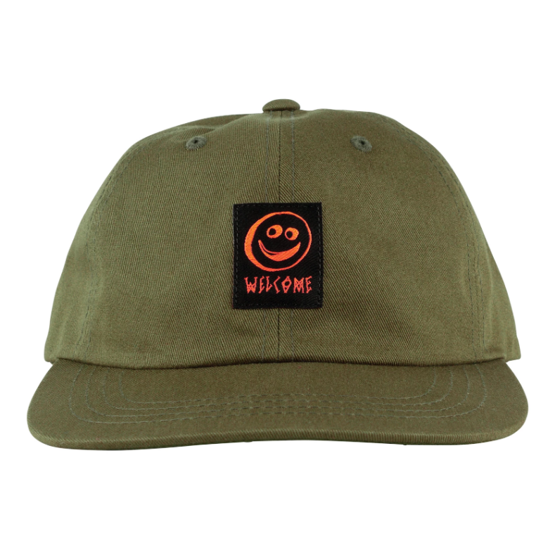 WELCOME SMILEY UNSTRUCTURED SNAPBACK HAT - OLIVE